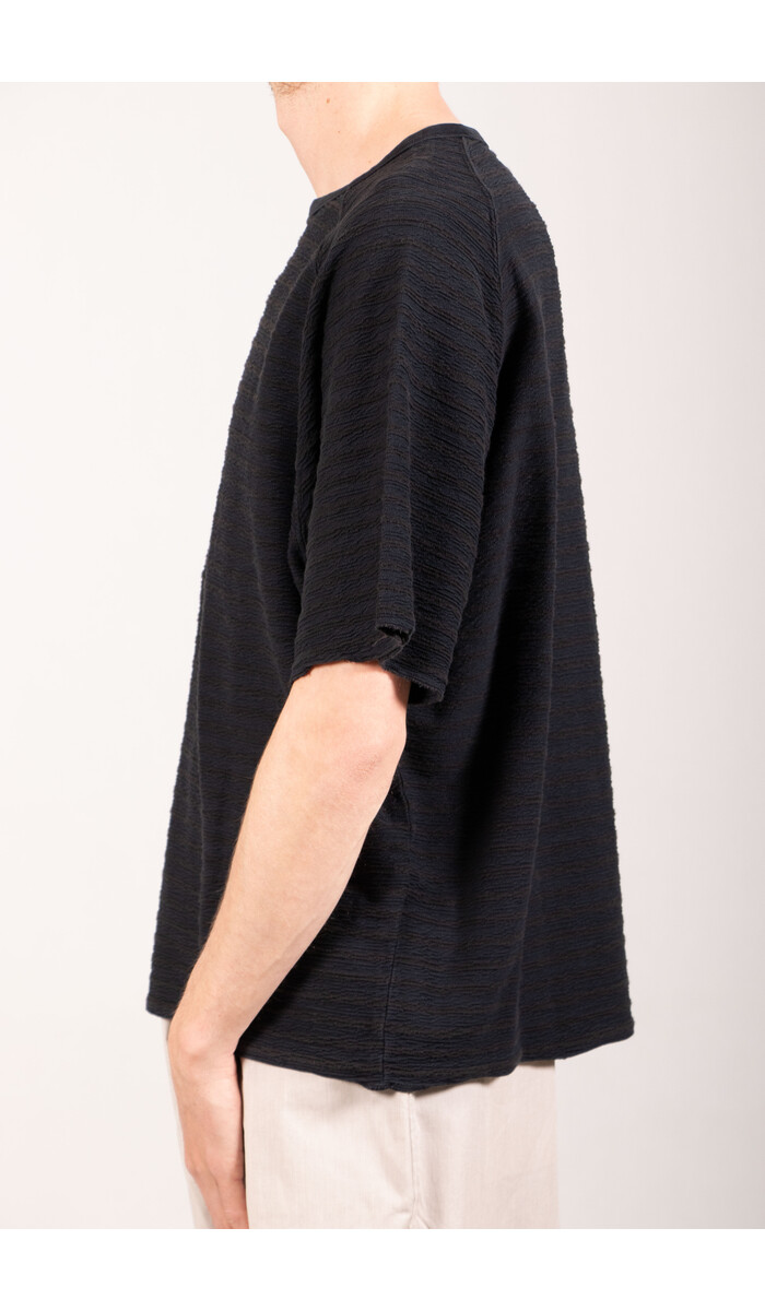 Rough Side Rough Side T-shirt / Dyed Stripe HS / Donker Navy