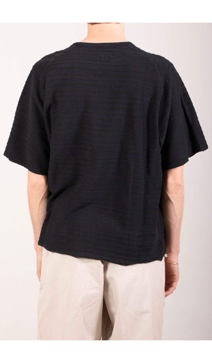 Rough Side Rough Side T-shirt / Dyed Stripe HS / Donker Navy
