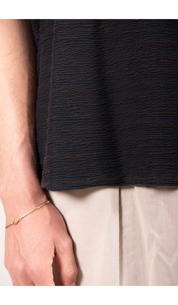 Rough Side Rough Side T-shirt / Dyed Stripe HS / Donker Navy