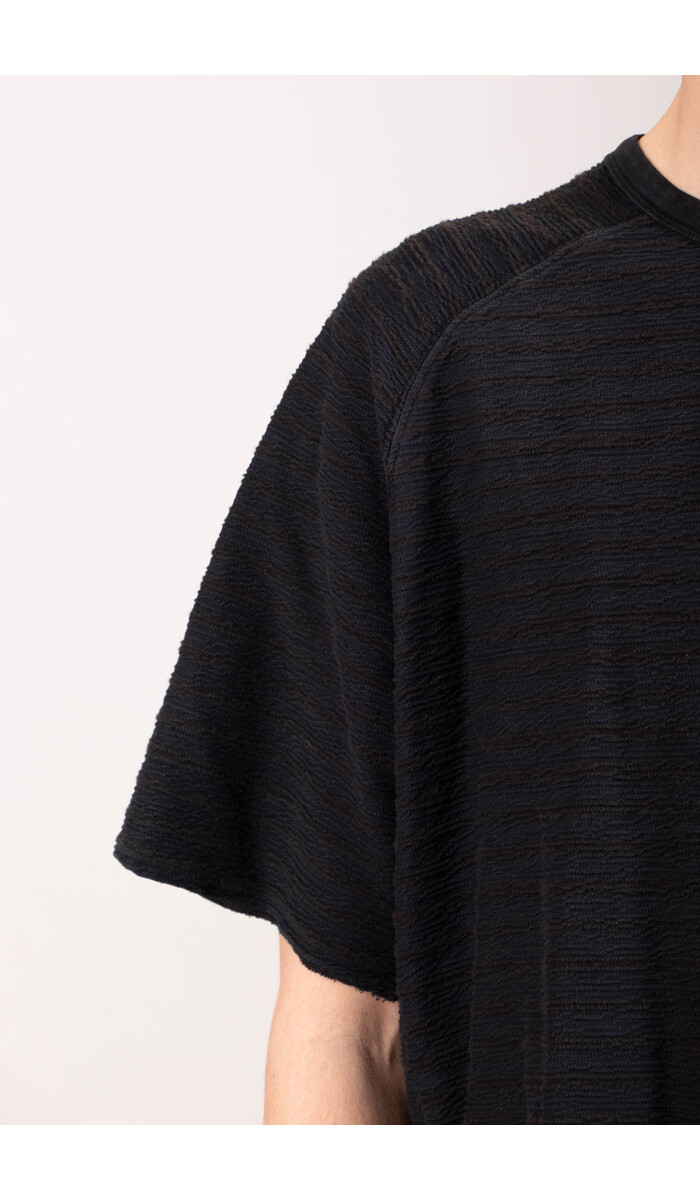 Rough Side Rough Side T-shirt / Dyed Stripe HS / Donker Navy