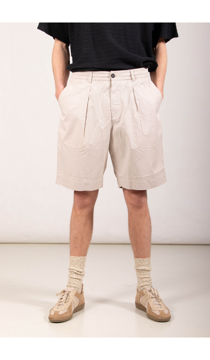 Universal Works Universal Works Korte Broek / Pleated Track Short / Bruine Streep Universal Works Universal Works Korte Broek / Pleated Track Short / Bruine Streep