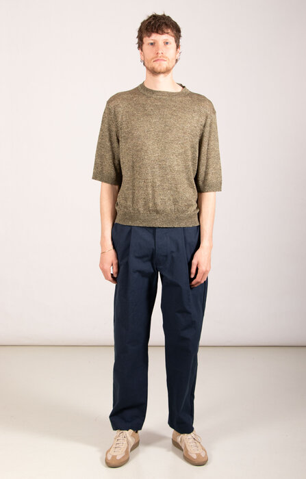 De Bonne Facture De Bonne Facture T-shirt / Knitted Tee / Khaki Ecru Mouline