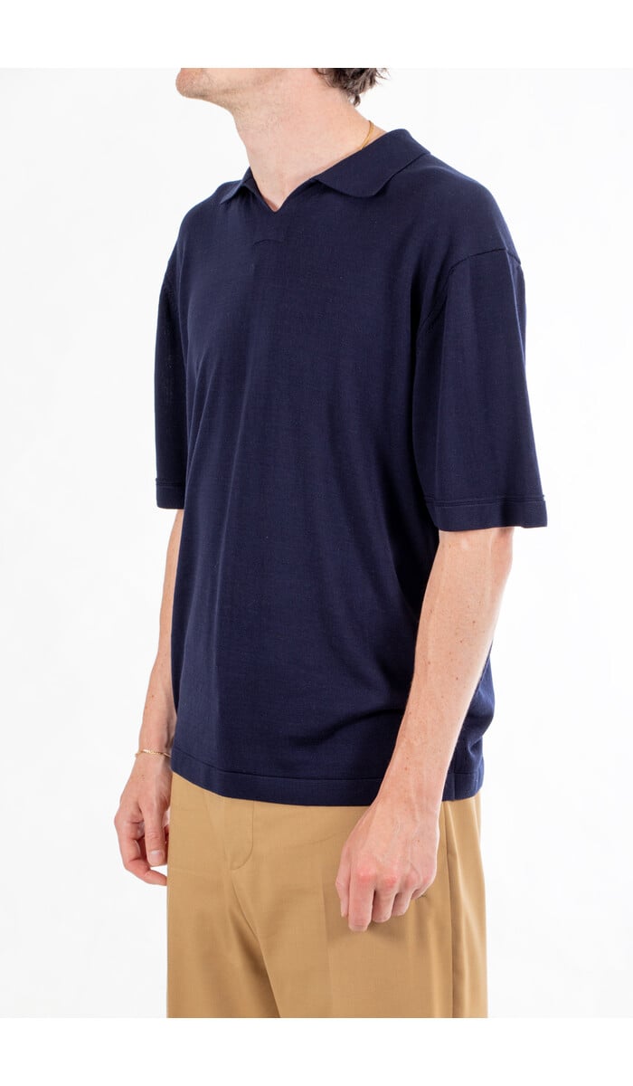 Rough Side Rough Side Polo / Skipper Half Knit / Navy