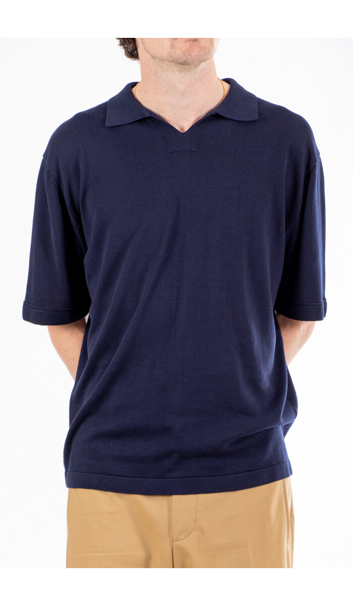 Rough Side Rough Side Polo / Skipper Half Knit / Navy