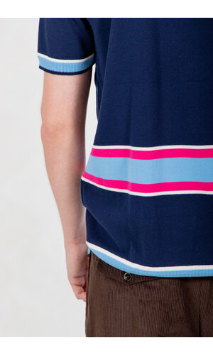 Fujito Fujito T-Shirt / Border Knit / Roze Fujito Fujito T-Shirt / Border Knit / Roze