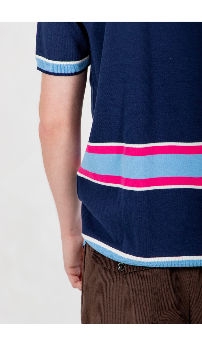 Fujito Fujito T-Shirt / Border Knit / Roze Fujito Fujito T-Shirt / Border Knit / Roze