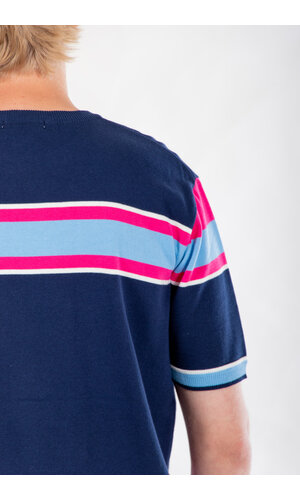 Fujito Fujito T-Shirt / Border Knit / Roze Fujito Fujito T-Shirt / Border Knit / Roze