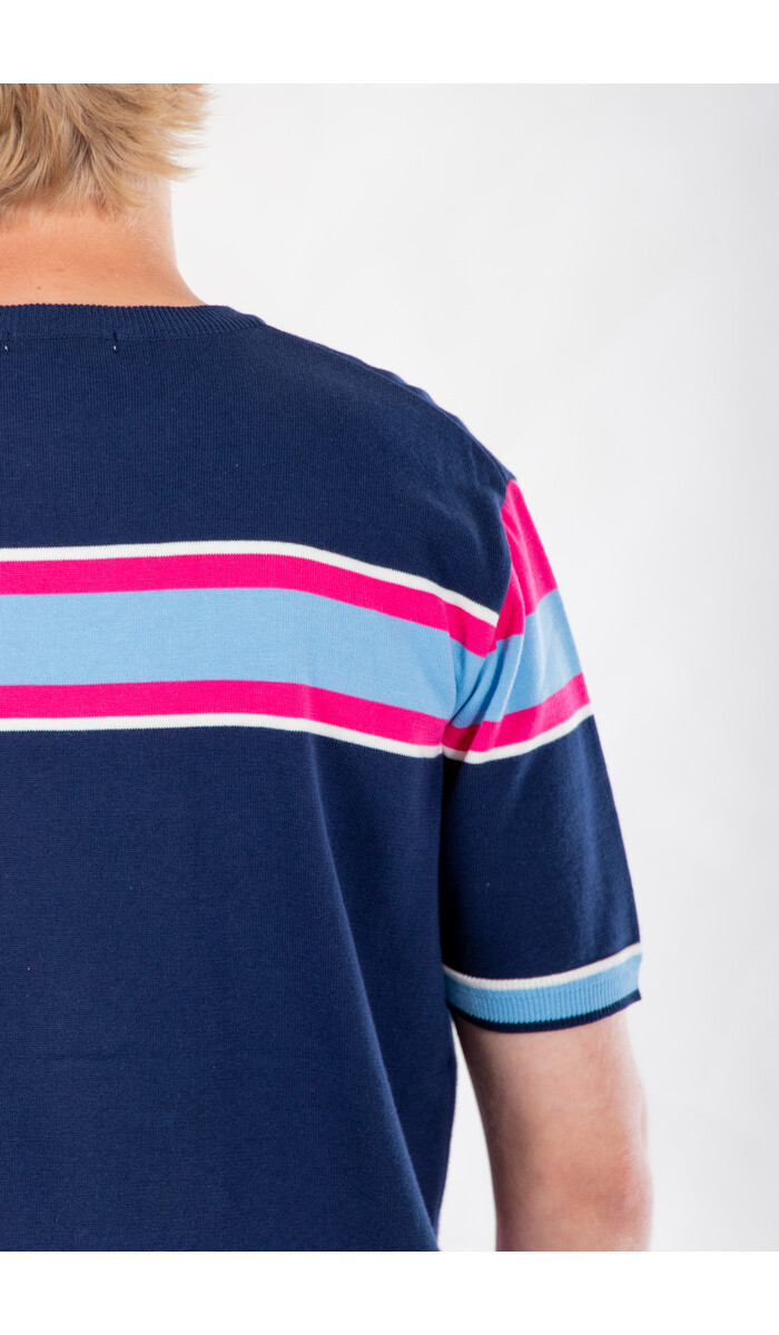 Fujito Fujito T-Shirt / Border Knit / Roze Fujito Fujito T-Shirt / Border Knit / Roze