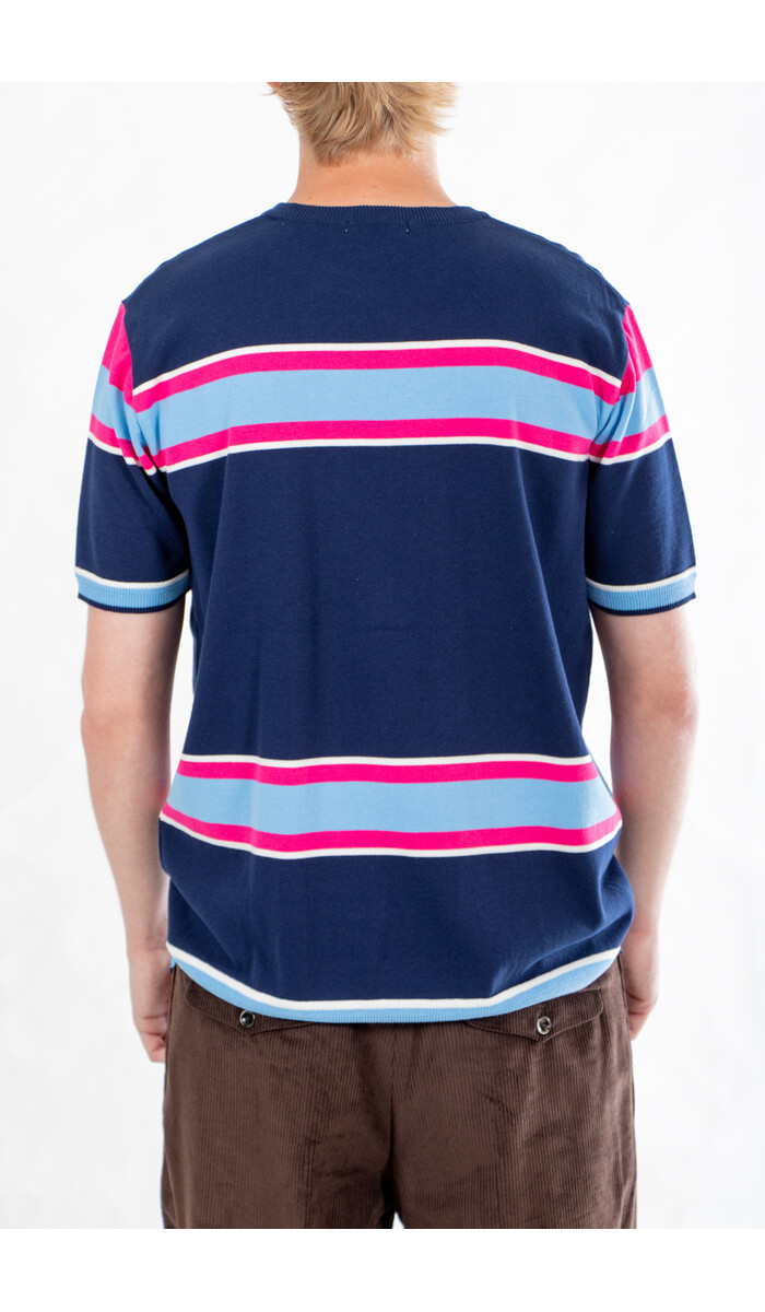 Fujito Fujito T-Shirt / Border Knit / Roze Fujito Fujito T-Shirt / Border Knit / Roze