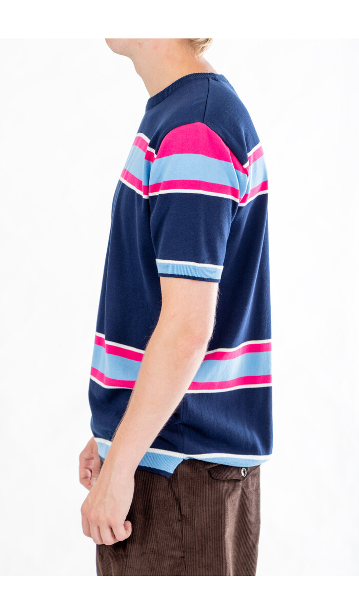 Fujito Fujito T-Shirt / Border Knit / Roze Fujito Fujito T-Shirt / Border Knit / Roze