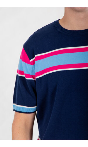 Fujito Fujito T-Shirt / Border Knit / Roze Fujito Fujito T-Shirt / Border Knit / Roze