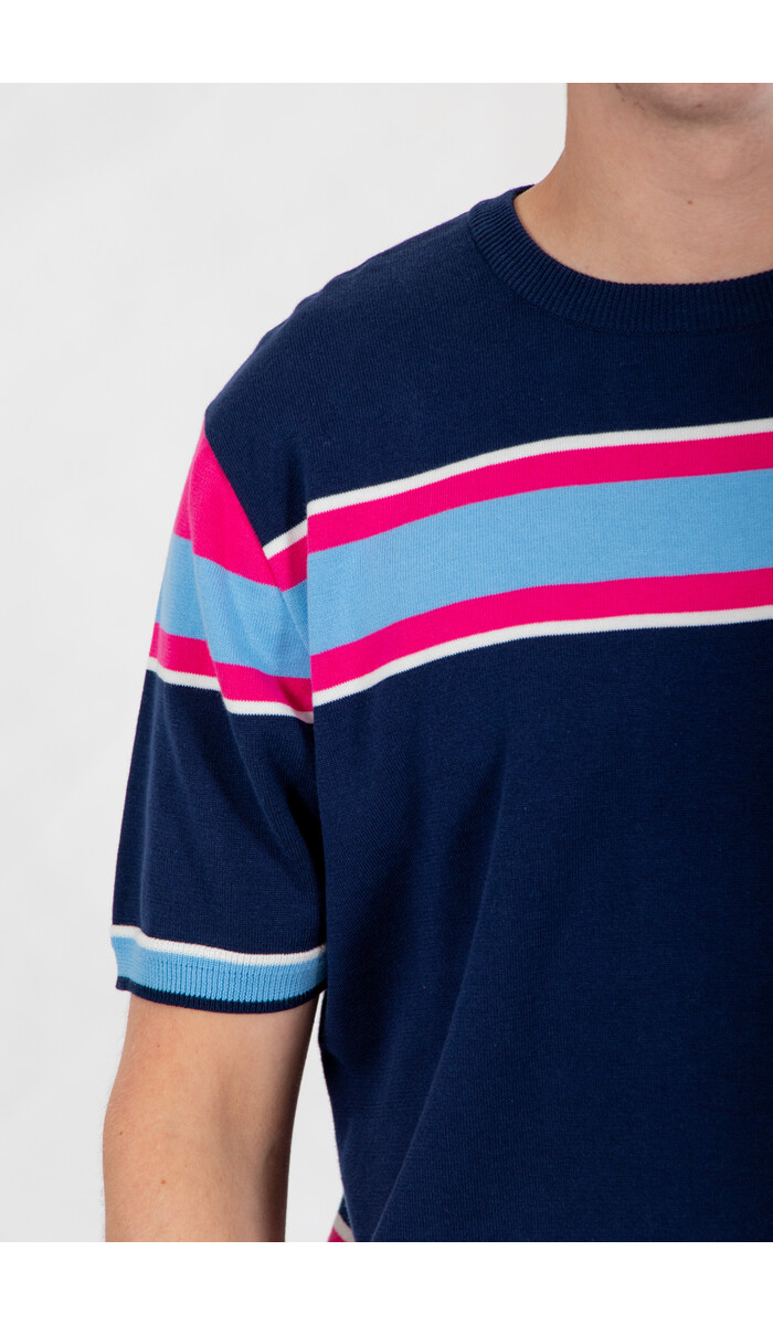 Fujito Fujito T-Shirt / Border Knit / Roze Fujito Fujito T-Shirt / Border Knit / Roze