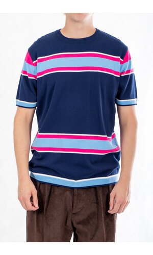 Fujito Fujito T-Shirt / Border Knit / Roze Fujito Fujito T-Shirt / Border Knit / Roze