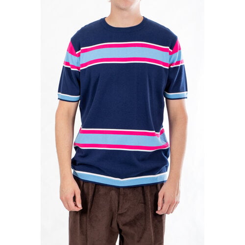 Fujito Fujito T-Shirt / Border Knit / Roze