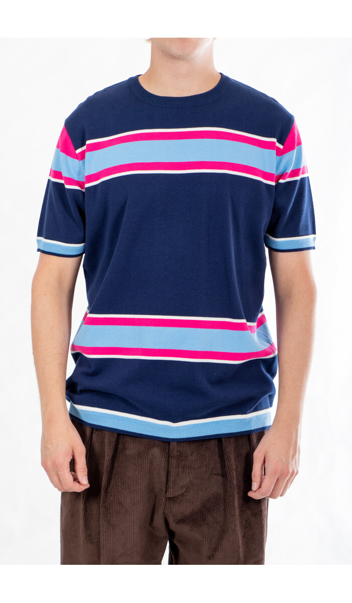 Fujito Fujito T-Shirt / Border Knit / Roze Fujito Fujito T-Shirt / Border Knit / Roze