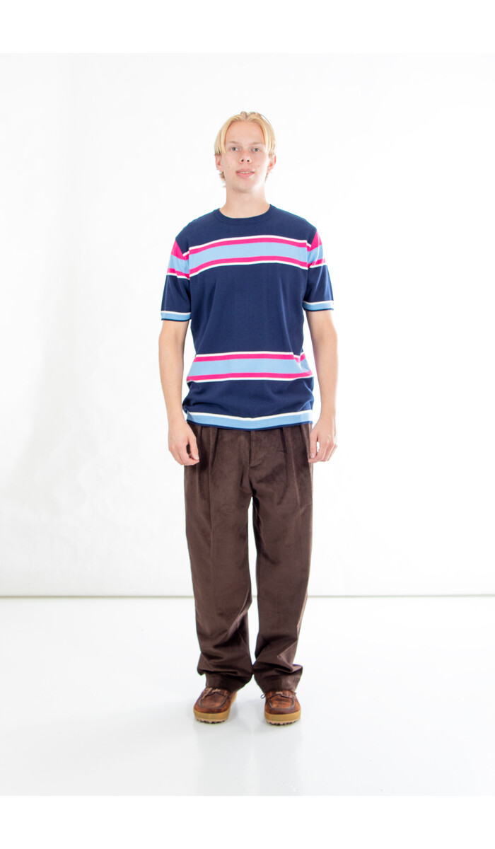 Fujito Fujito T-Shirt / Border Knit / Roze Fujito Fujito T-Shirt / Border Knit / Roze