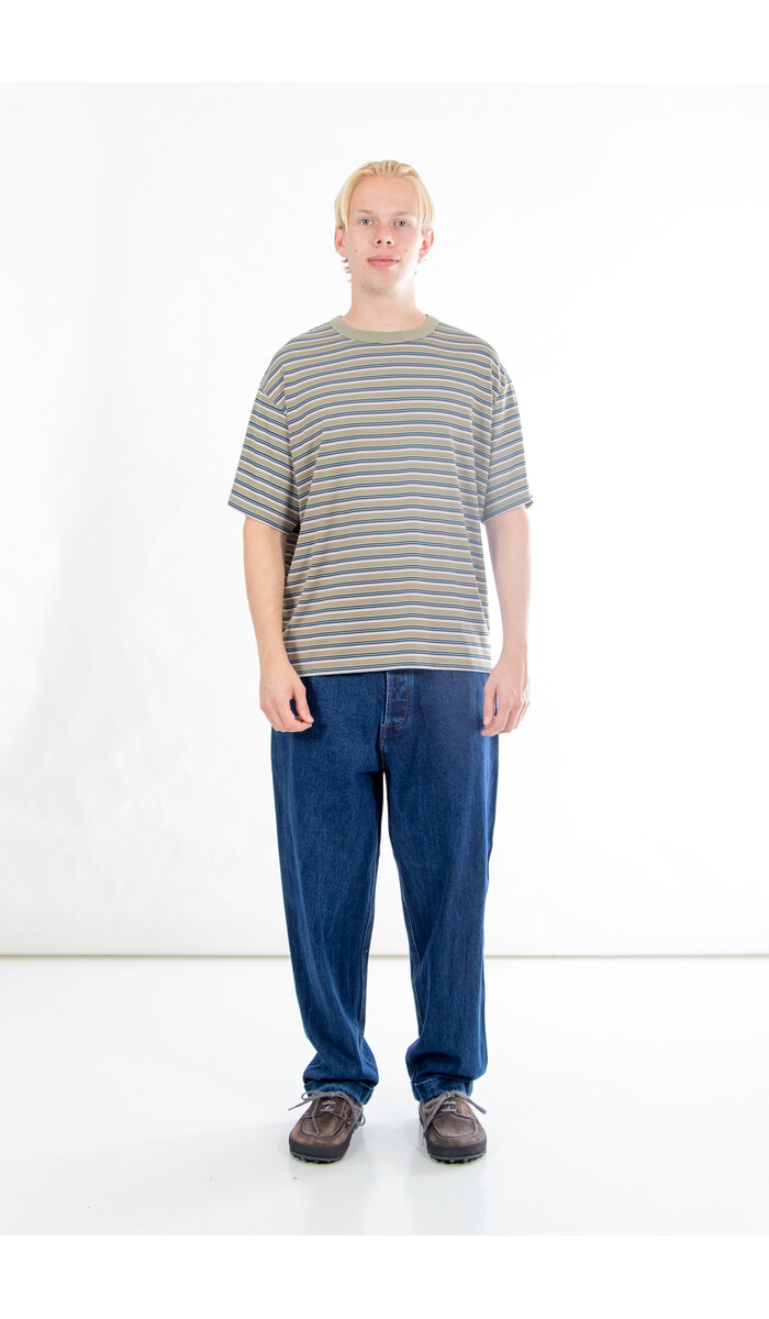 Rough Side Rough Side T-Shirt / Fluid Stripe HS / Olijf Rough Side Rough Side T-Shirt / Fluid Stripe HS / Olijf