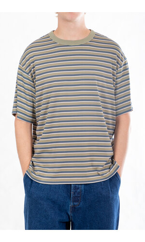 Rough Side Rough Side T-Shirt / Fluid Stripe HS / Olijf Rough Side Rough Side T-Shirt / Fluid Stripe HS / Olijf