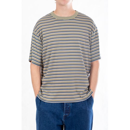 Rough Side Rough Side T-Shirt  / Fluid Stripe HS / Olijf