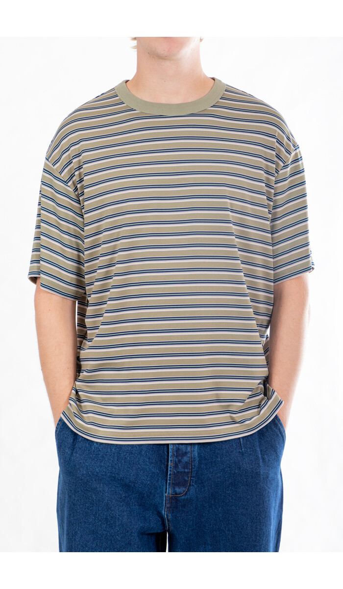Rough Side Rough Side T-Shirt / Fluid Stripe HS / Olijf Rough Side Rough Side T-Shirt / Fluid Stripe HS / Olijf