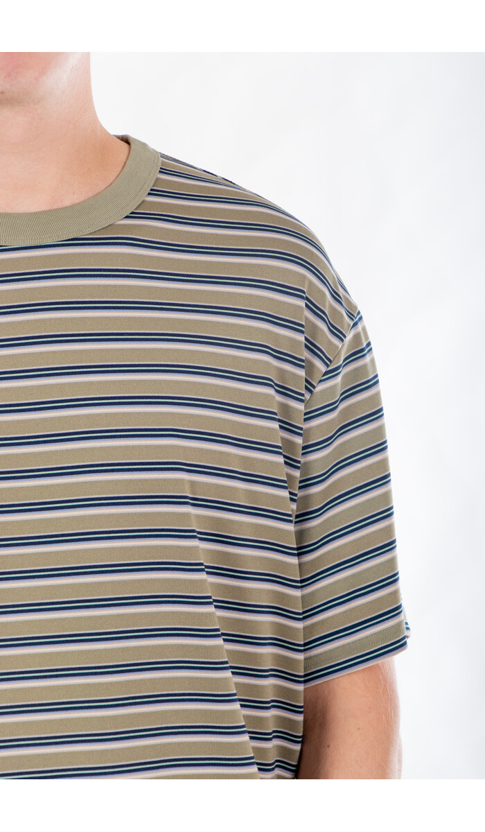Rough Side Rough Side T-Shirt / Fluid Stripe HS / Olijf Rough Side Rough Side T-Shirt / Fluid Stripe HS / Olijf