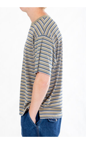 Rough Side Rough Side T-Shirt / Fluid Stripe HS / Olijf Rough Side Rough Side T-Shirt / Fluid Stripe HS / Olijf