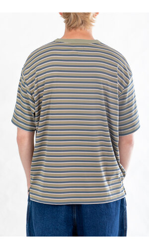 Rough Side Rough Side T-Shirt / Fluid Stripe HS / Olijf Rough Side Rough Side T-Shirt / Fluid Stripe HS / Olijf