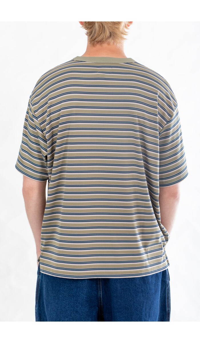 Rough Side Rough Side T-Shirt / Fluid Stripe HS / Olijf Rough Side Rough Side T-Shirt / Fluid Stripe HS / Olijf