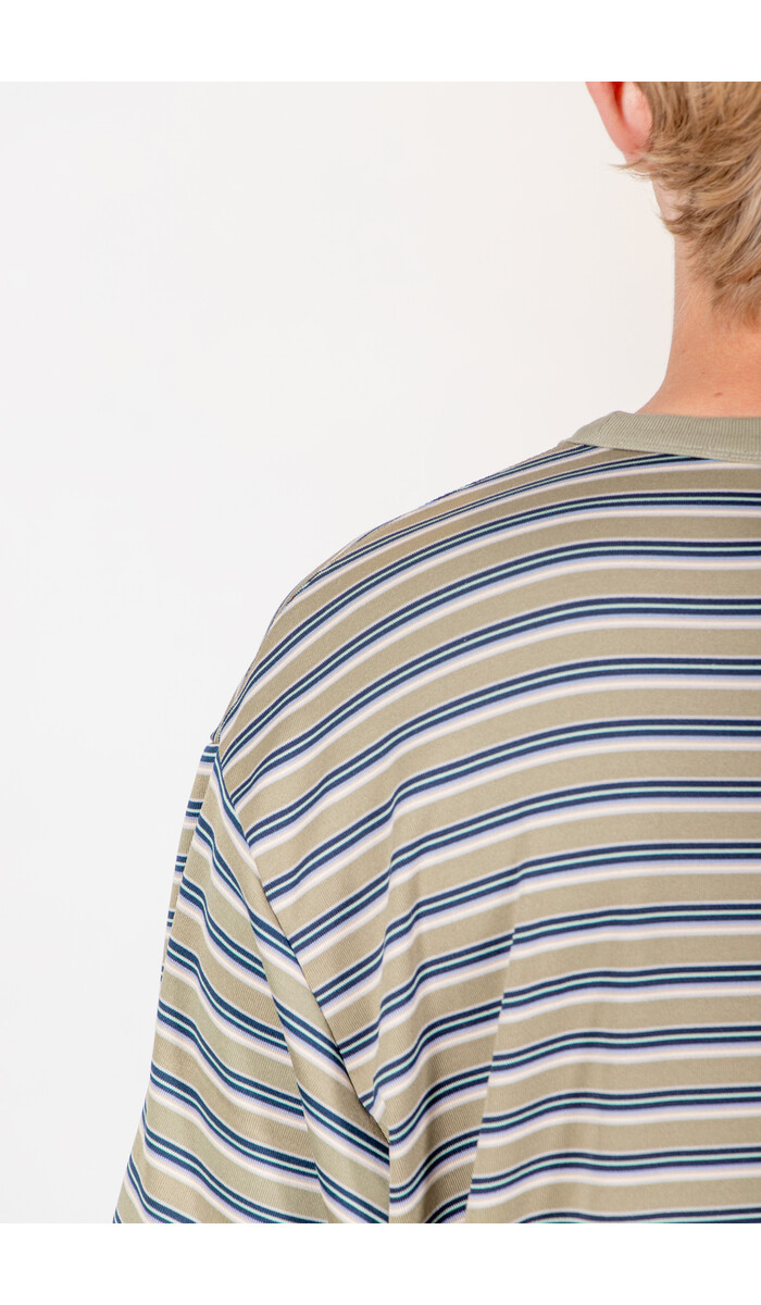 Rough Side Rough Side T-Shirt / Fluid Stripe HS / Olijf Rough Side Rough Side T-Shirt / Fluid Stripe HS / Olijf