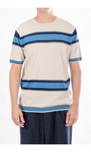 Fujito Fujito T-Shirt / Border Knit / Weiß Fujito Fujito T-Shirt / Border Knit / Weiß