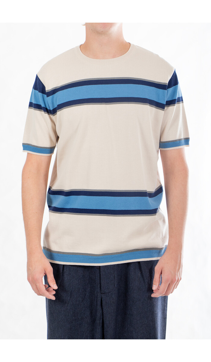 Fujito Fujito T-Shirt / Border Knit / Weiß Fujito Fujito T-Shirt / Border Knit / Weiß