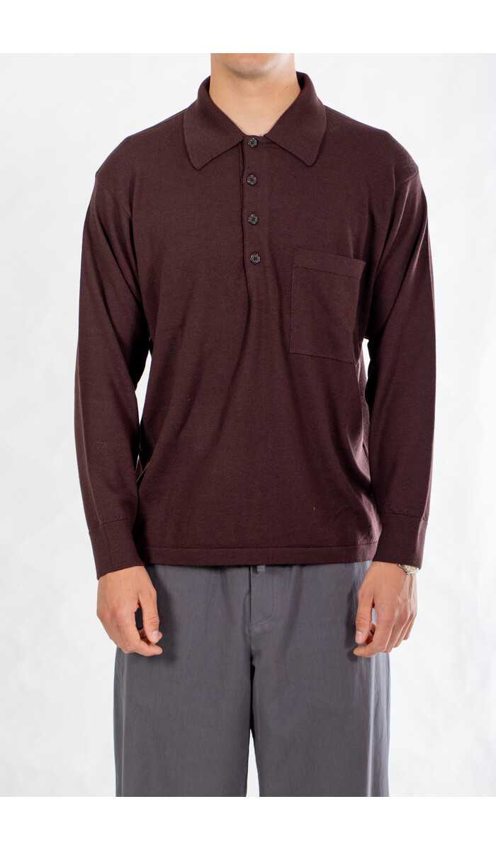 Universal Works Universal Works Polo / L/S Pullover Knit Shirt / Espresso