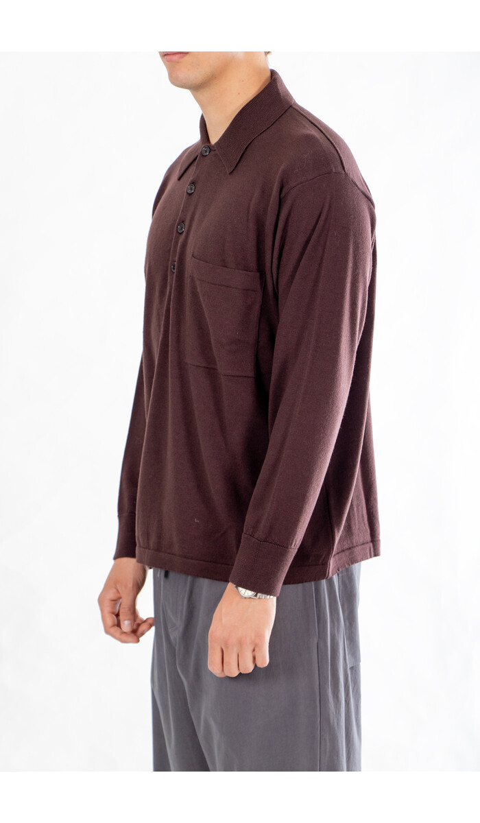 Universal Works Universal Works Polo / L/S Pullover Knit Shirt / Espresso