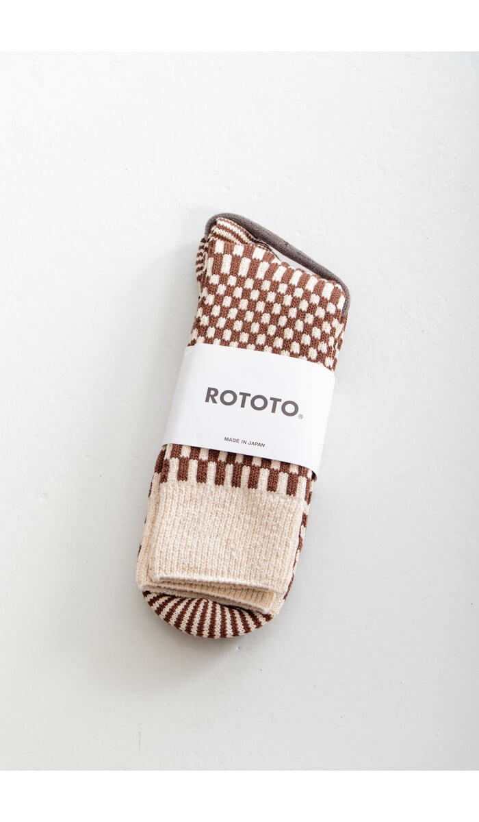RoToTo RoToTo Sock / Checkerboard Pattern / Chocolate RoToTo RoToTo Sock / Checkerboard Pattern / Chocolate