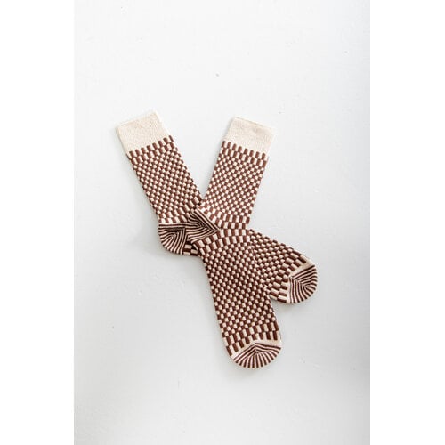 RoToTo RoToTo Sock / Checkerboard Pattern / Chocolate