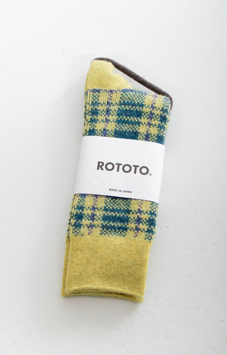 RoToTo RoToTo Sock / Check Pattern / Yellow Peacock
