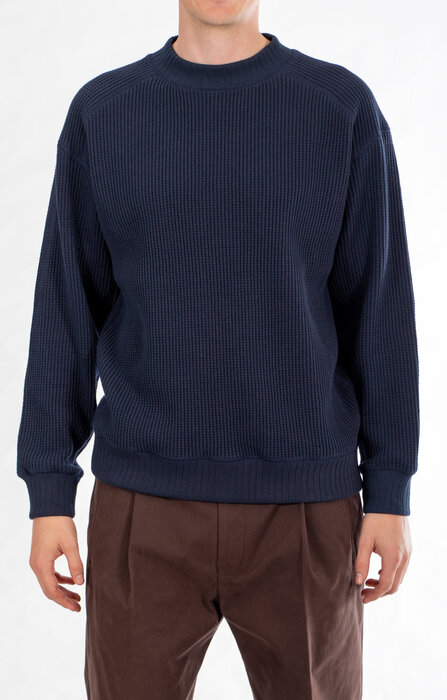 Jackman Jackman Pullover / Waffle Midneck / Dunkel Navy Jackman Jackman Pullover / Waffle Midneck / Dunkel Navy