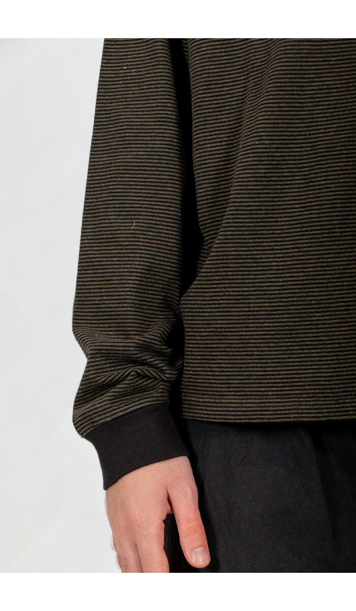 Rough Side Rough Side T-Shirt / Fine Stripe / Mos