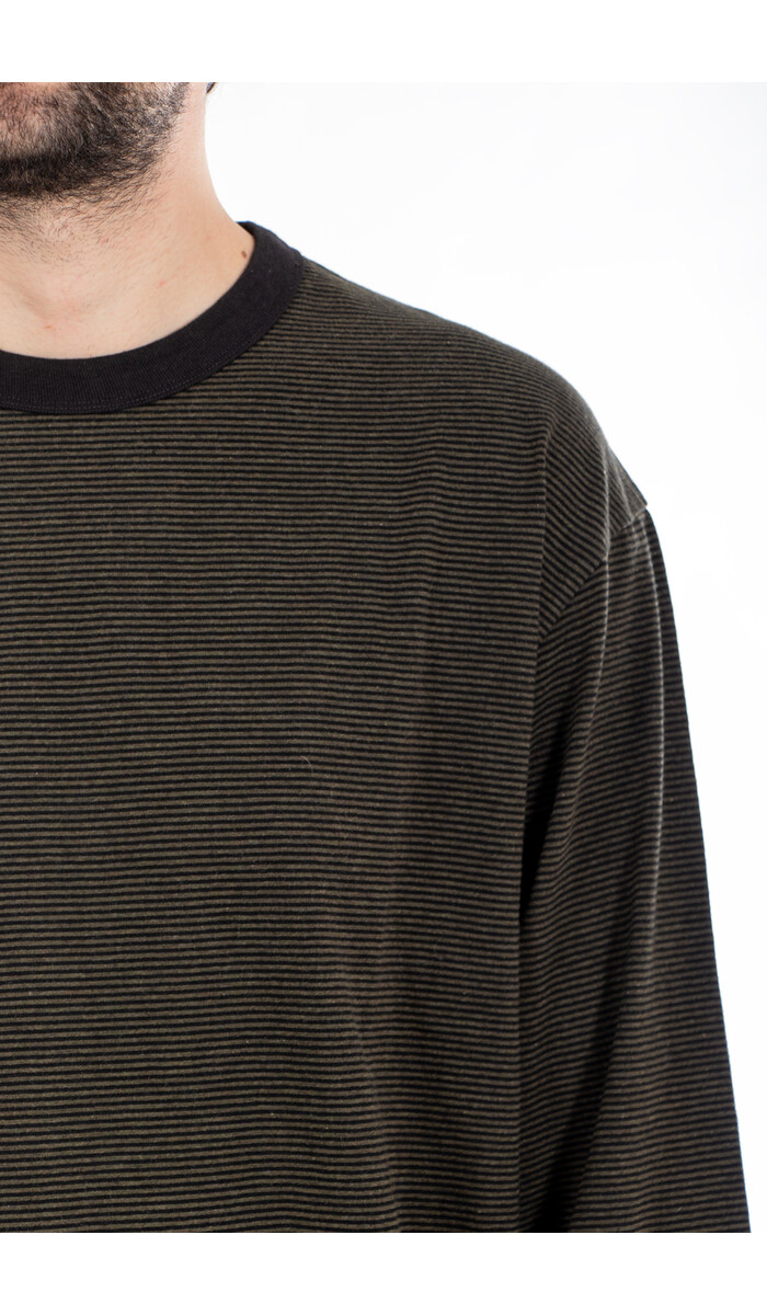 Rough Side Rough Side T-Shirt / Fine Stripe / Mos