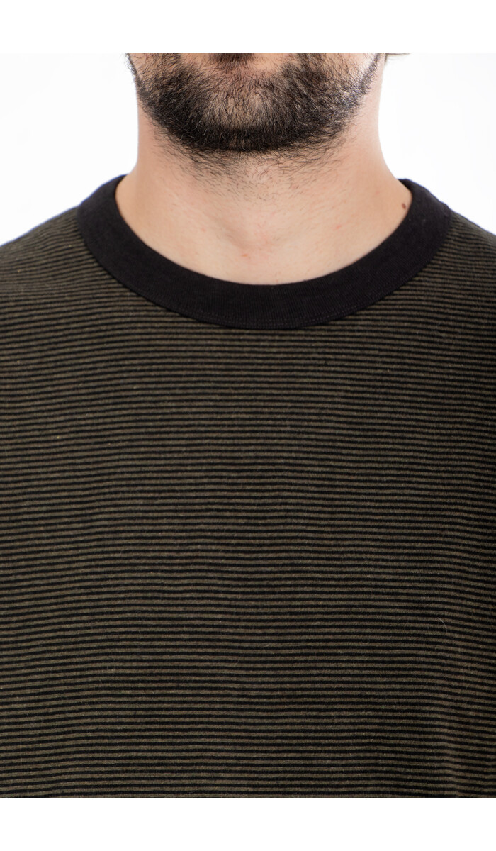 Rough Side Rough Side T-Shirt / Fine Stripe / Mos