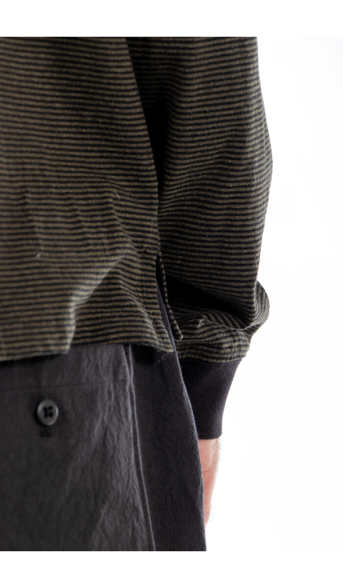 Rough Side Rough Side T-Shirt / Fine Stripe / Mos