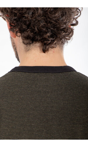 Rough Side Rough Side T-Shirt / Fine Stripe / Mos
