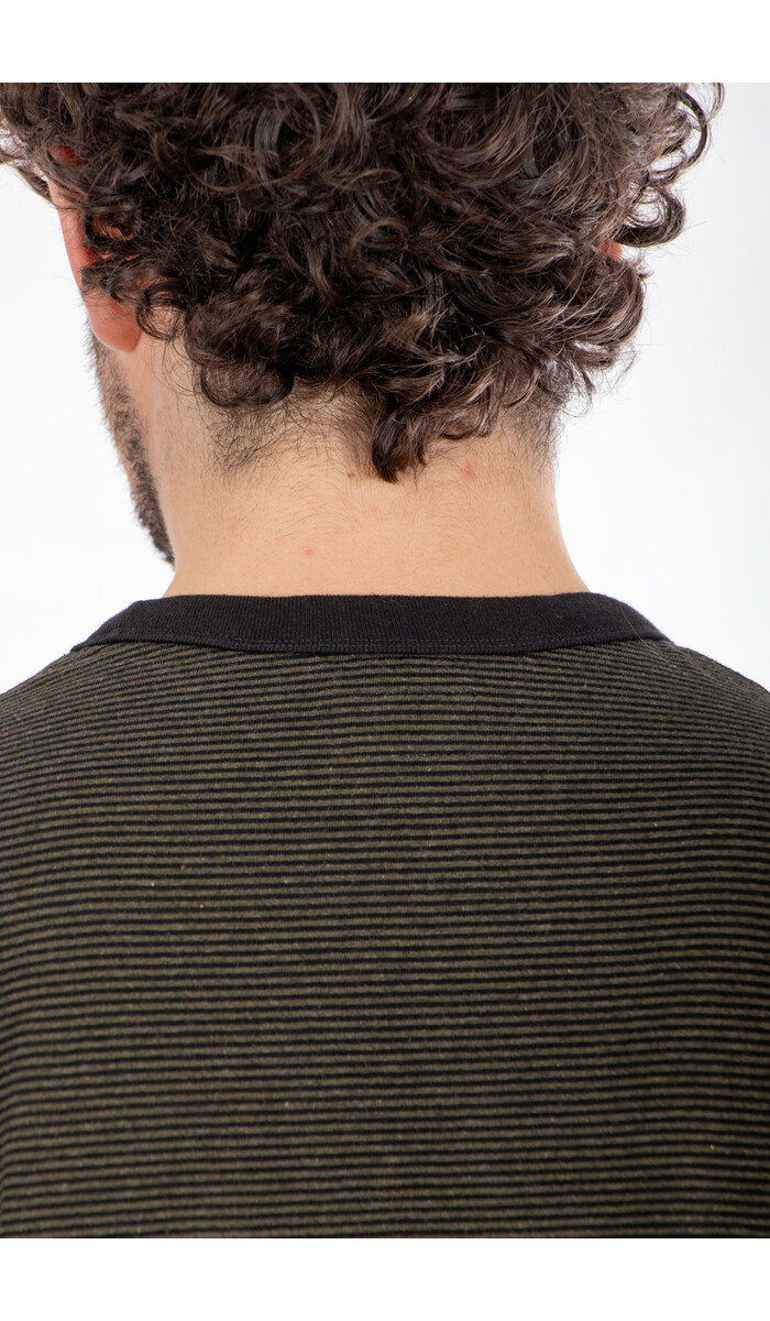 Rough Side Rough Side T-Shirt / Fine Stripe / Mos