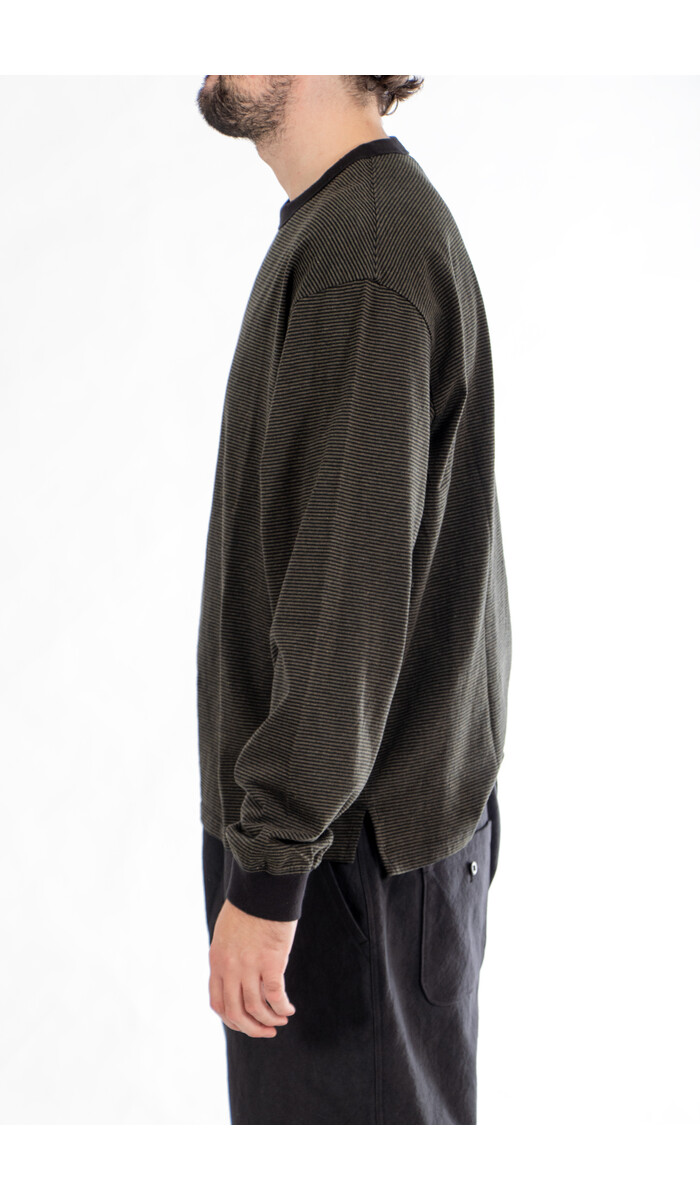 Rough Side Rough Side T-Shirt / Fine Stripe / Mos