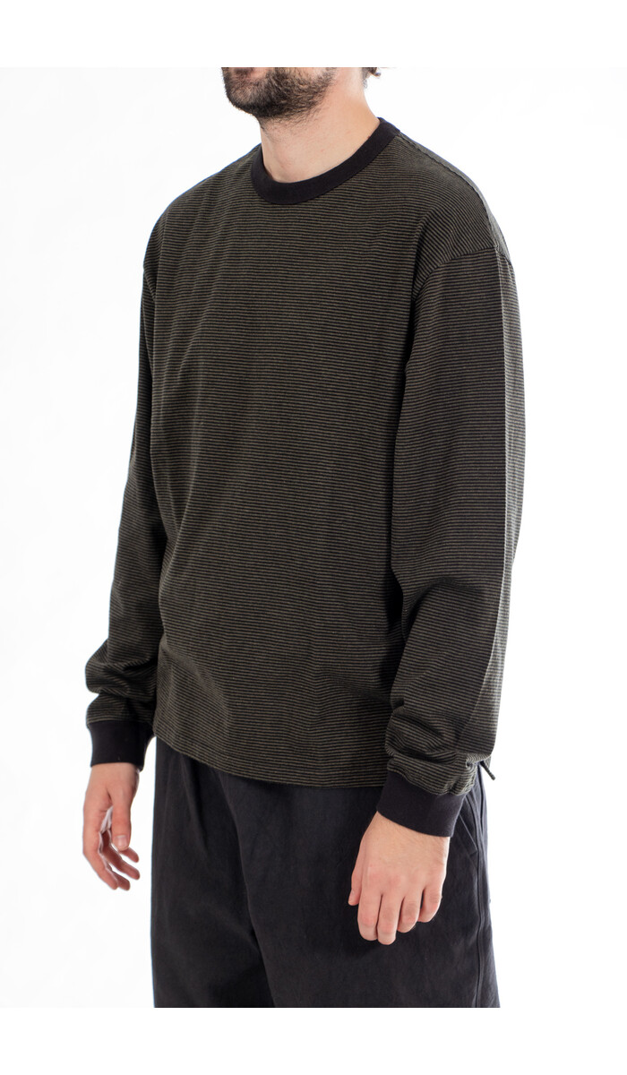 Rough Side Rough Side T-Shirt / Fine Stripe / Mos