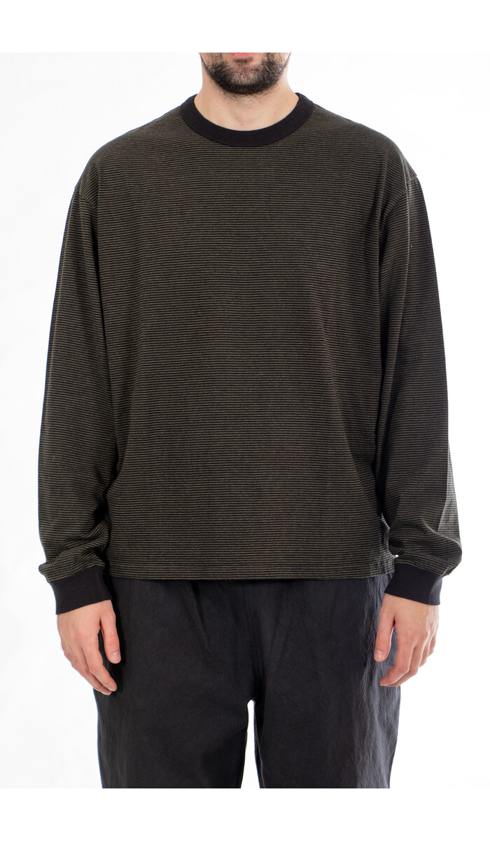 Rough Side Rough Side T-Shirt / Fine Stripe / Mos