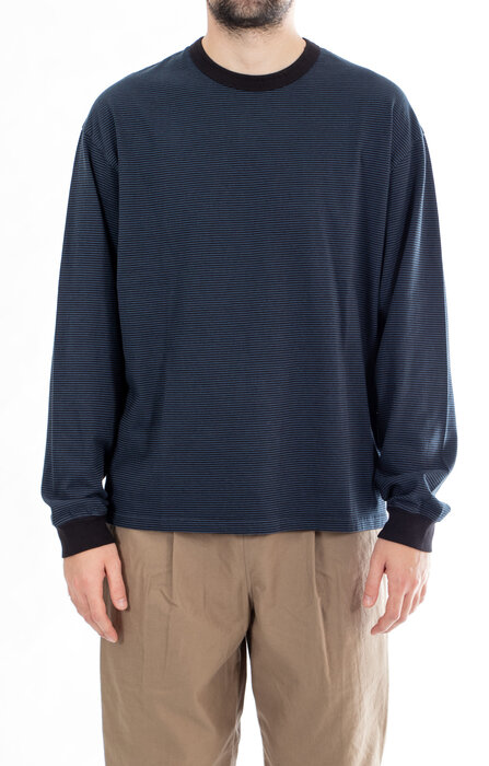Rough Side Rough Side T-Shirt / Fine Stripe / Diepzee