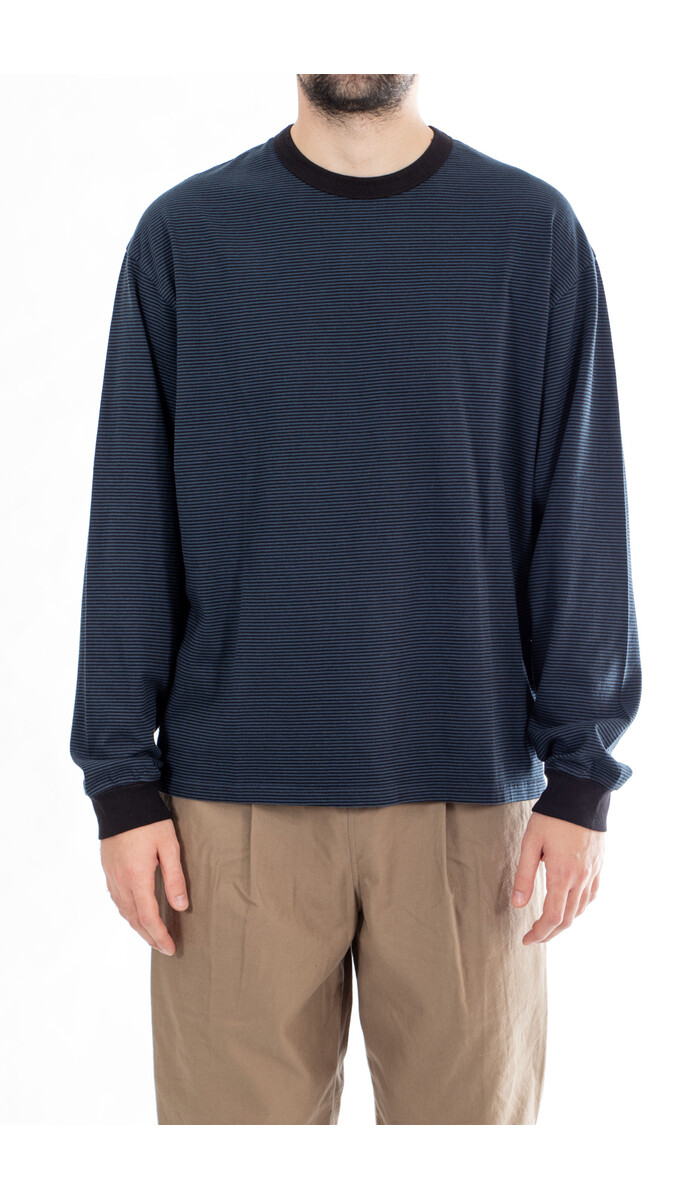Rough Side Rough Side T-Shirt / Fine Stripe / Diepzee