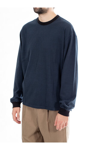 Rough Side Rough Side T-Shirt / Fine Stripe / Diepzee