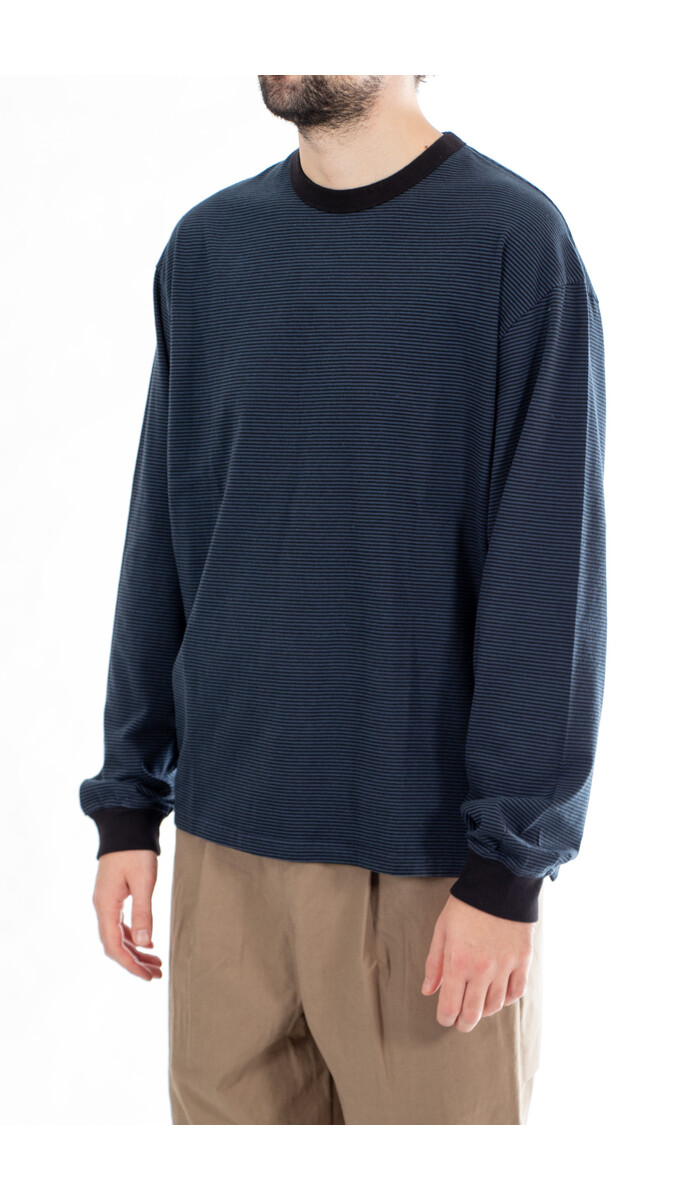 Rough Side Rough Side T-Shirt / Fine Stripe / Diepzee